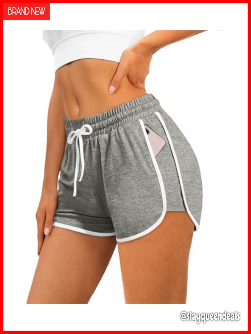 Womens Athletic Running Shorts with Pockets Drawstring Dolphin Hem